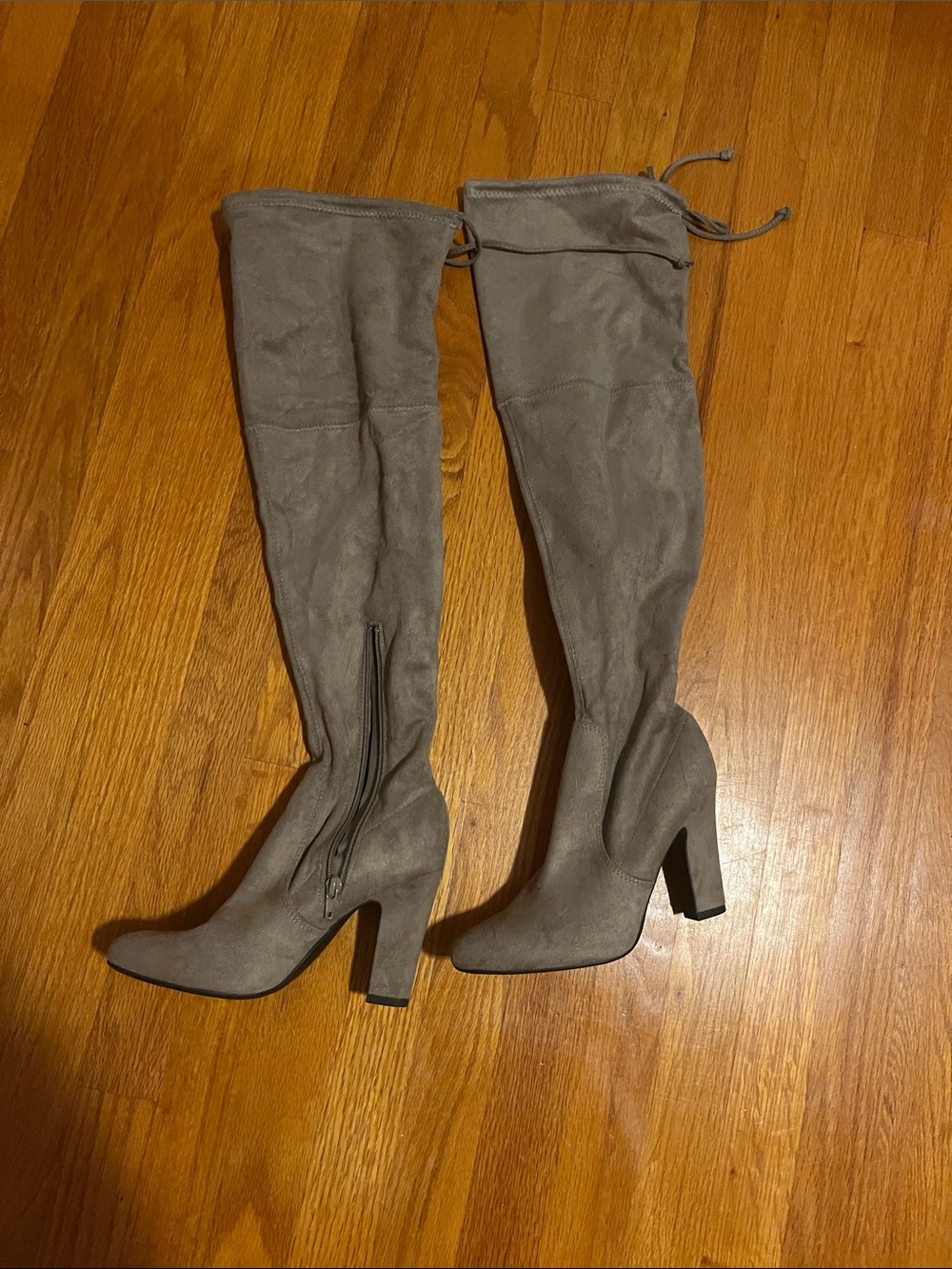 Unisa Gray Over-the-Knee Suede Block Heel Boots